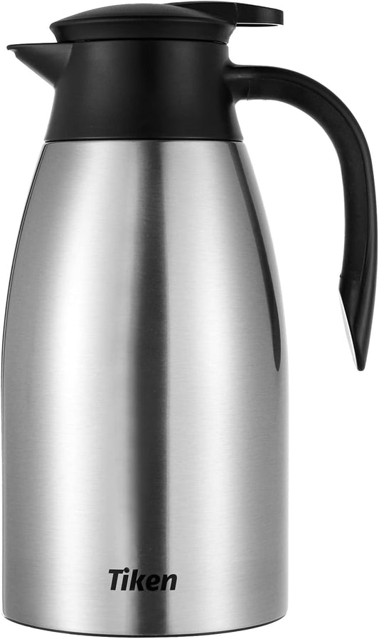 Tiken 85 Oz Thermal Coffee Carafe Stainless Steel Insulated Vacuum Coffee Pot 2.5 Liter (Sliver)