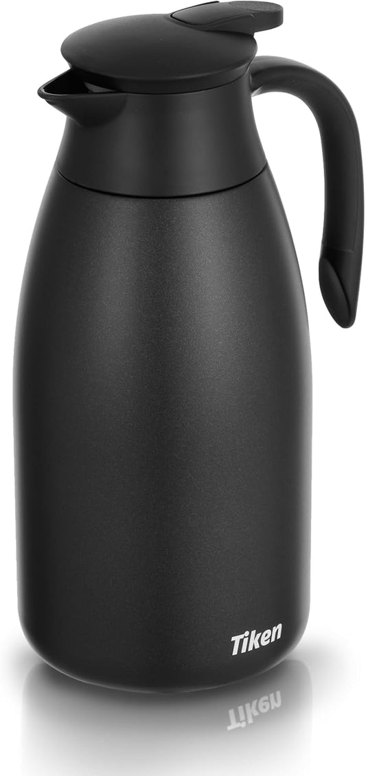 Tiken 85 Oz Thermal Coffee Carafe Stainless Steel Insulated Vacuum Coffee Pot 2.5 Liter (Black)