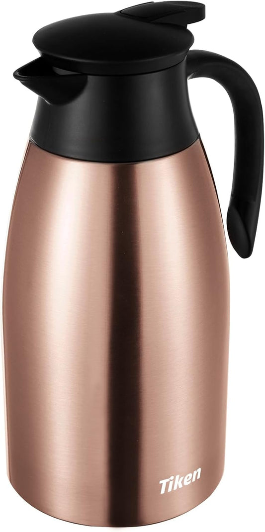 Tiken 68 Oz Thermal Coffee Carafe Stainless Steel Insulated Vacuum Coffee Pot 2 Liter (Copper)