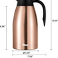 Tiken 68 Oz Thermal Coffee Carafe Stainless Steel Insulated Vacuum Coffee Pot 2 Liter (Copper)