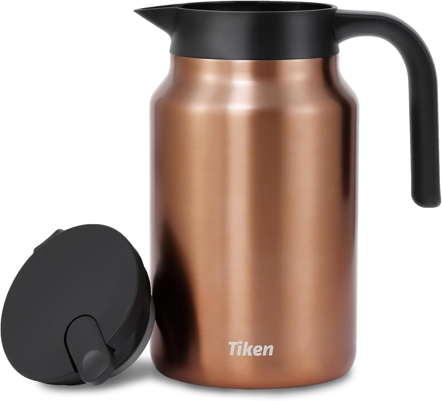 Tiken 51 Oz Thermal Coffee Carafe Double Wall Stainless Steel Insulated Coffee Server, 1.5Liter Beverage Pitcher (Copper)