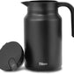 Tiken 51 Oz Thermal Coffee Carafe Double Wall Stainless Steel Insulated Coffee Server, 1.5Liter Beverage Pitcher (Matte Black)