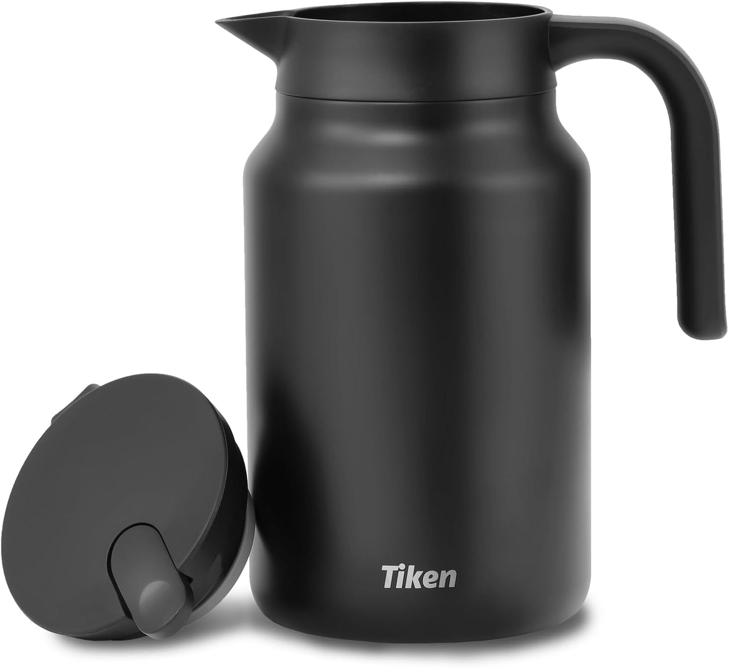 Tiken 51 Oz Thermal Coffee Carafe Double Wall Stainless Steel Insulated Coffee Server, 1.5Liter Beverage Pitcher (Matte Black)