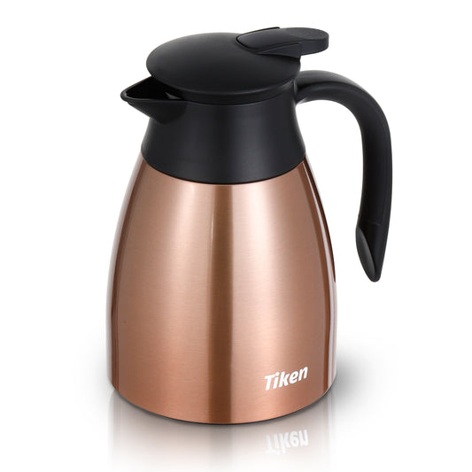 Tiken 34 Oz Thermal Coffee Carafe Stainless Steel Insulated Vacuum Coffee Pot 1 Liter (Copper)