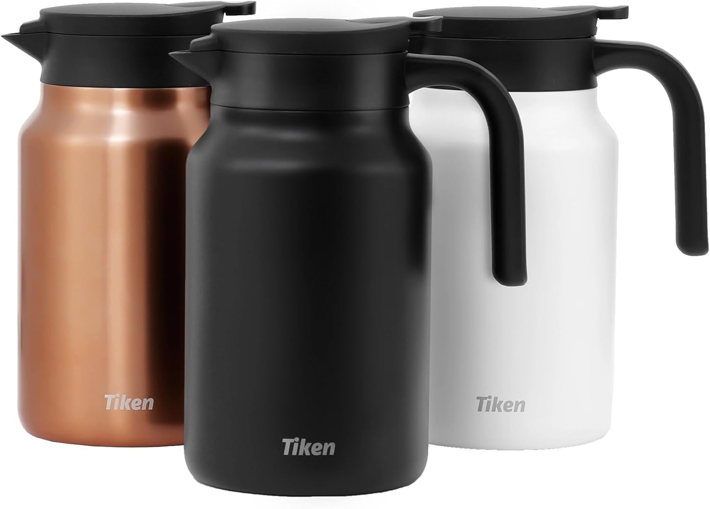 Tiken 51 Oz Thermal Coffee Carafe Double Wall Stainless Steel Insulated Coffee Server, 1.5Liter Beverage Pitcher (Matte Black)