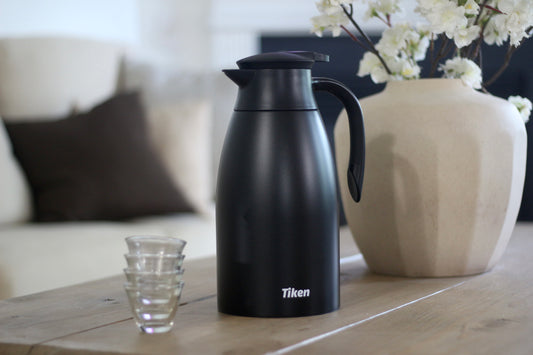 Tiken 68 Oz Thermal Coffee Carafe Stainless Steel Insulated Vacuum Coffee Pot 2 Liter (Black)