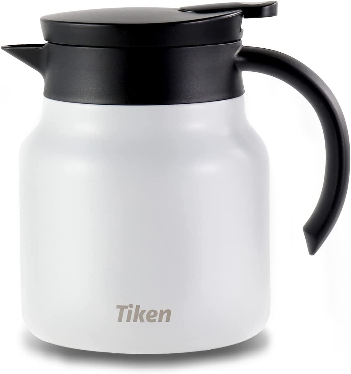 Tiken 27 Oz Thermal Coffee Server Stainless Steel Insulated Vacuum Coffee Carafes, 800ML Beverage Pitcher (White)