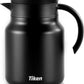 Tiken 34 Oz Thermal Coffee Carafe Double Wall Stainless Steel Insulated Coffee Server, 1 Liter Beverage Pitcher (Matte Black)