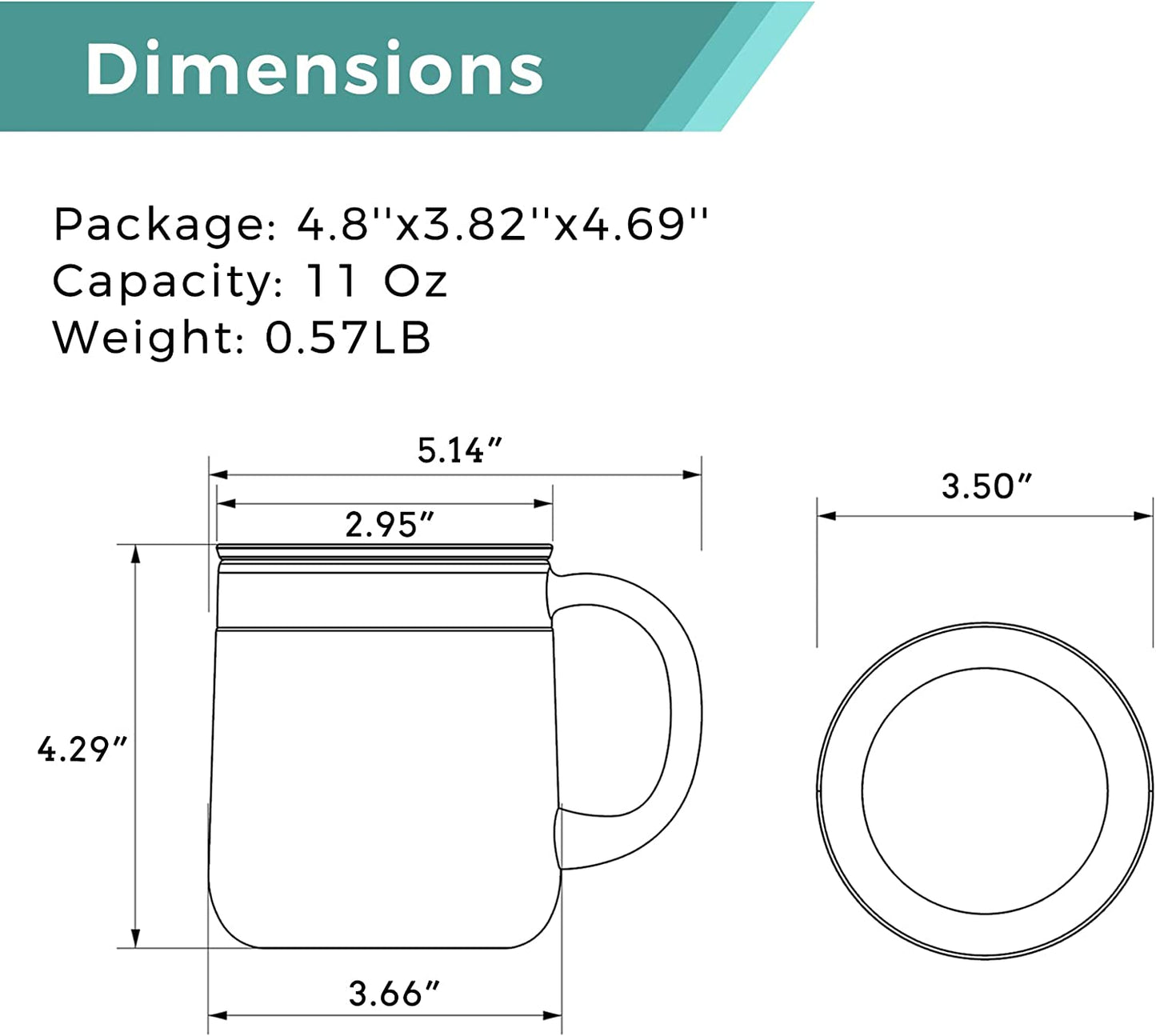 Tiken 11 Oz Insulated Coffee Mug With Lid Stainless Steel Thermal Coffee Mugs 340 ML (White)