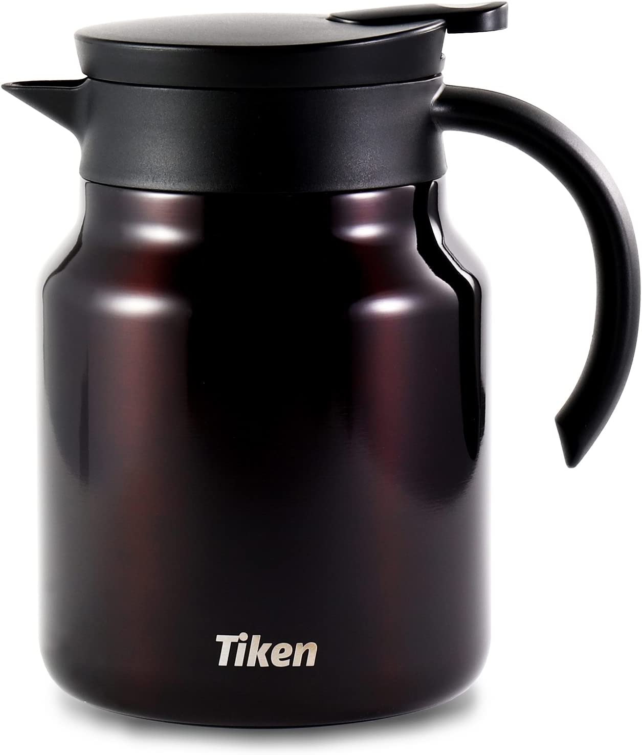 Tiken 34 Oz Thermal Coffee Carafe Double Wall Stainless Steel Insulated Coffee Server, 1 Liter Beverage Pitcher (Coffee Brown)