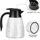 Tiken 34 Oz Thermal Coffee Carafe Stainless Steel Insulated Vacuum Coffee Pot 1 Liter (Marble White)