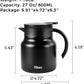Tiken 27 Oz Thermal Coffee Server Stainless Steel Insulated Vacuum Coffee Carafes, 800ML Beverage Pitcher (Matte Black)
