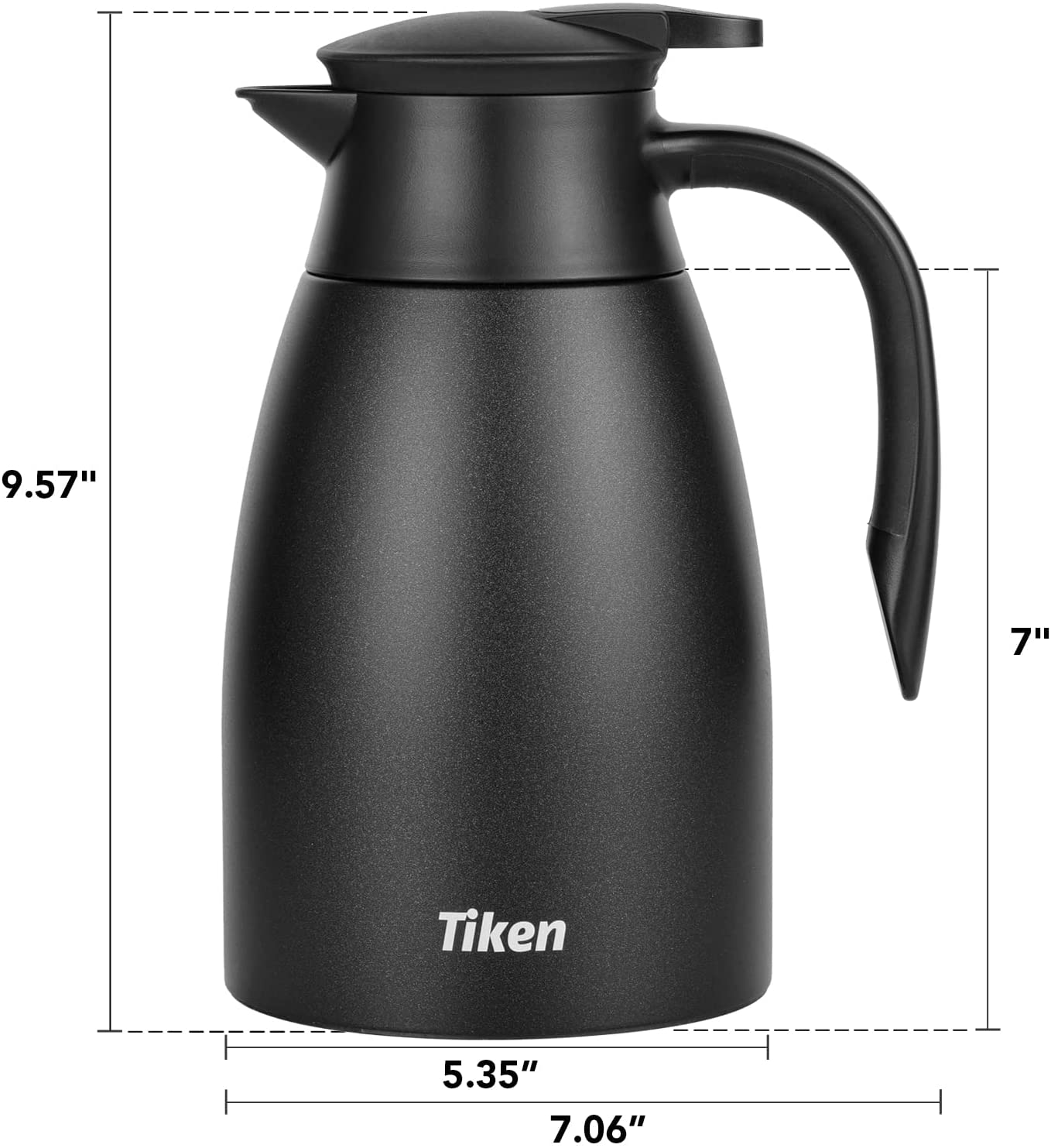 Tiken 51 Oz Thermal Coffee Carafe Stainless Steel Insulated Vacuum Coffee Pot 1.5 Liter (Black)