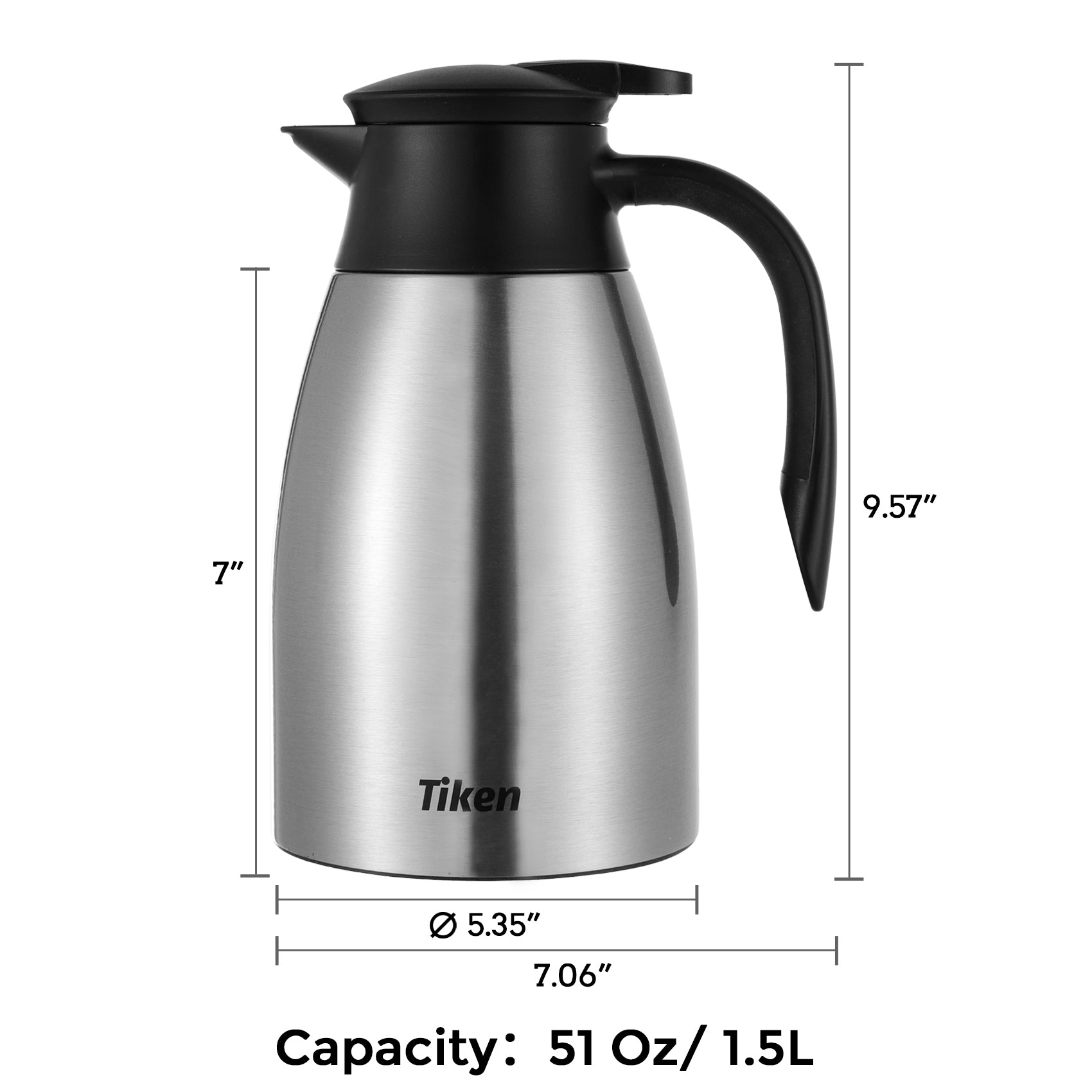Tiken 51 Oz Thermal Coffee Carafe Stainless Steel Insulated Vacuum