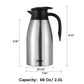 Tiken 68 Oz Thermal Coffee Carafe Stainless Steel Insulated Vacuum Coffee Pot 2 Liter (Silver)